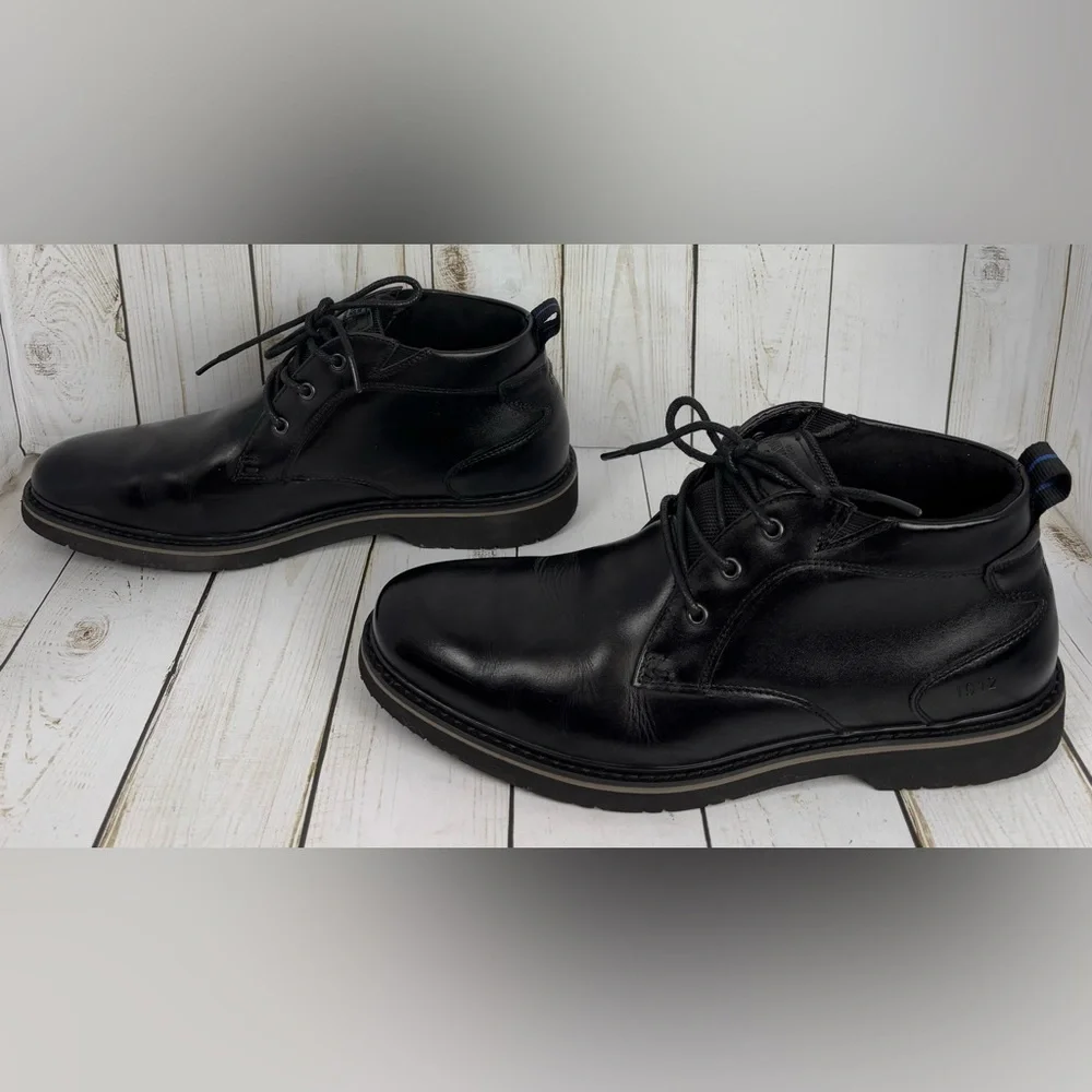 Nunn Bush Mens 8.5M Black Waterproof Leather Chukka Boots Comfort Gel 84881-001